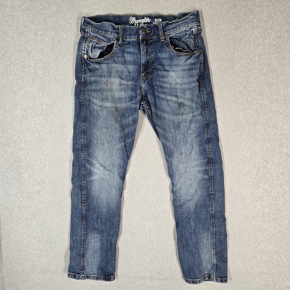 Wrangler Men Jeans 32X30 Blue Denim 10WLT88BZ Retro Slim Straight 29"